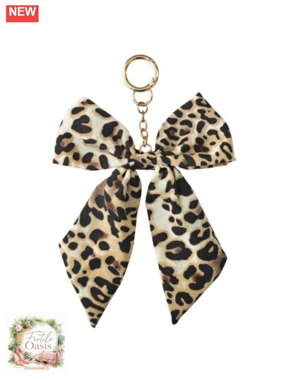Leopard Print Bow Purse Charm Bag Keychain